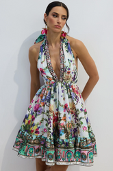 Alice Floral Print Halter Neck Mini Dress | Dress In Beauty